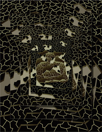  Echo  - relief, impression numrique sous plexiglas - 120 cm x 90 cm x 20 cm - 2005