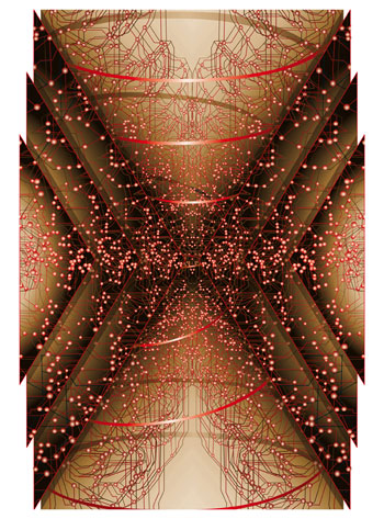  Le Sablier  - relief, impression numrique sous plexiglas et panneaux superposs - 152 cm x 117 cm x 20 cm - 2001 Collection Muse d'Evreux.