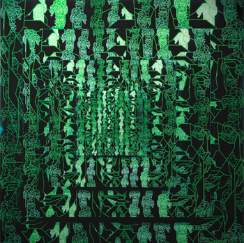  Matrice  - relief, impression numrique sous plexiglas -110 cm x 110 cm x 20 cm - 2000 