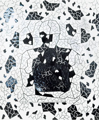  Clone 1  - peinture acrylique et collages - 200 X 180 cm - 1997
Cette œuvre fractale de Jean-Claude Meynard appartient  la collection Mesnage-Augier, elle est visible au Ngresco, Nice, France. 