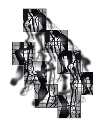  L'escalier Fractal  - srigraphie sur papier - 75 cm x 60 cm - 2011 (Icne de l'exposition  Babel, Utopie en Marches  Brignoles, Var, t 2011)