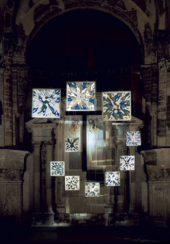  Mmoire d'Icare  10 tableaux fractals en relief - spirale de 15 mtres de diamtre Abbaye du Ronceray, Angers - 1998